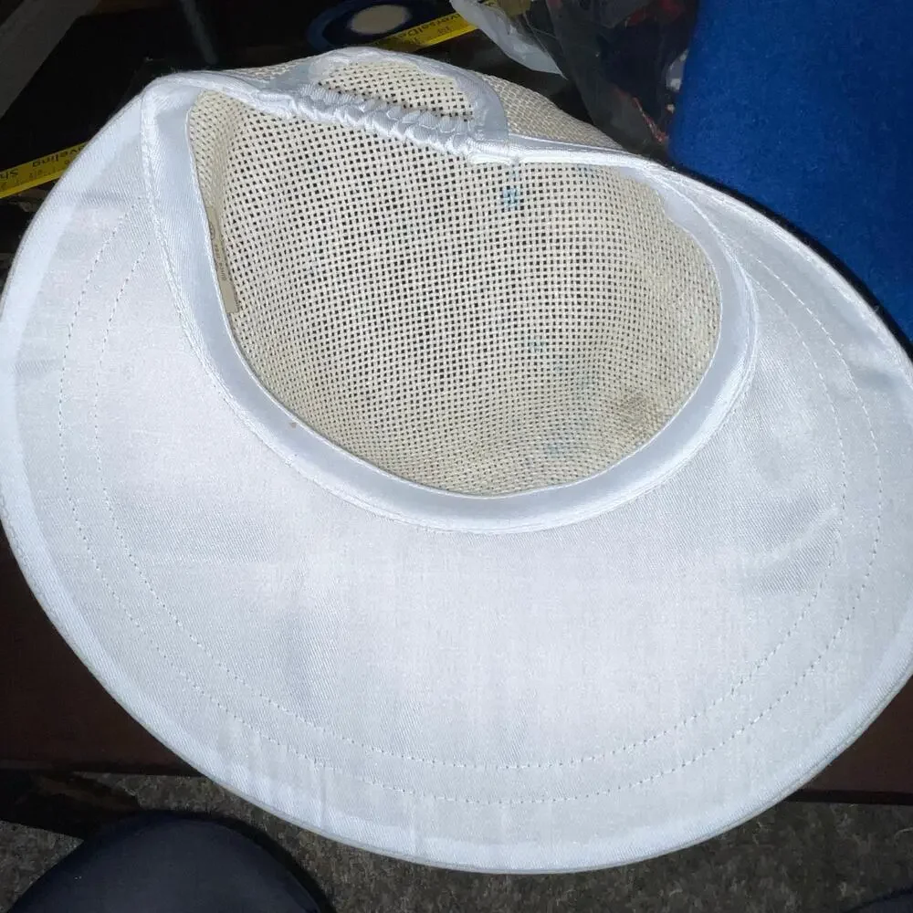 Sun N Sand Wide Brim Sun Hat Blue Splatter Paint Woven Mesh Summer Beach Travel
